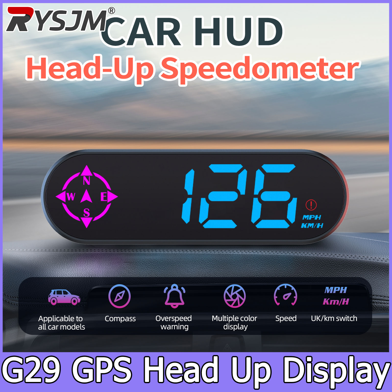 Pc Security Lock - G29 車用ヘッドアップディスプレイ GPS HUD デジタルスピードメーター LED